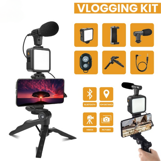 Ay-49 Vlogger Video Making Kits Vlog Microphone Led Fill Light Mini Tripod Mobile Holder with remote Good quality