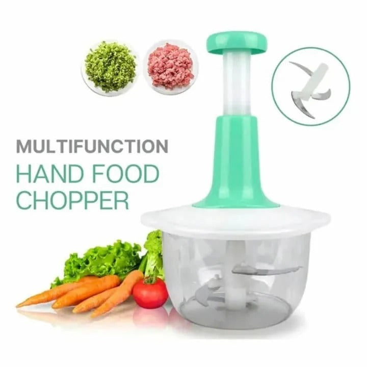 1.5L Manual Food Chopper – Speedy Hand Press Vegetable & Fruit Cutter - Plastic Body (Random Color)